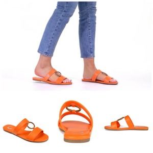 Journee Collection Womens AYLIN SLIDE SANDAL Orange 9M NEW!!